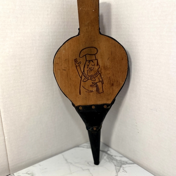Vintage Other - Fireplace Hearth Woodstove Bellow with Chef Wood Burning Vintage Decor